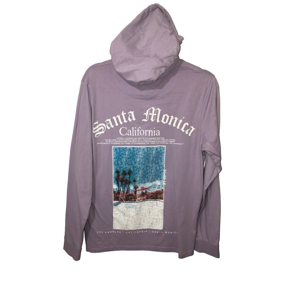 Santa Monica Mens Hoodie Size M Purple Purple Graphic Denim & Flower Ricky Singh